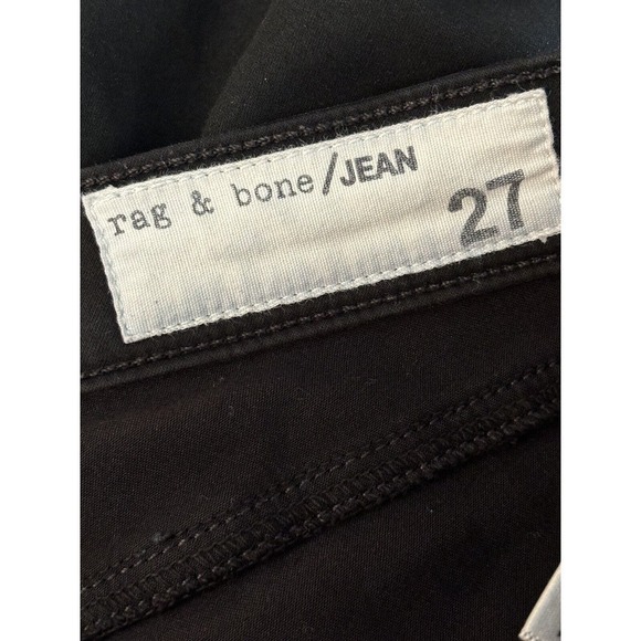 Rag & Bone Size 27 Black Waxed Zip Pockets Zip Ankle Skinny Jeans - Picture 7 of 9